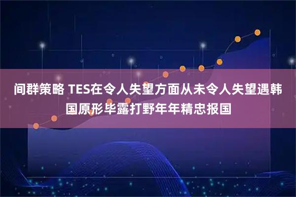 间群策略 TES在令人失望方面从未令人失望遇韩国原形毕露打野年年精忠报国