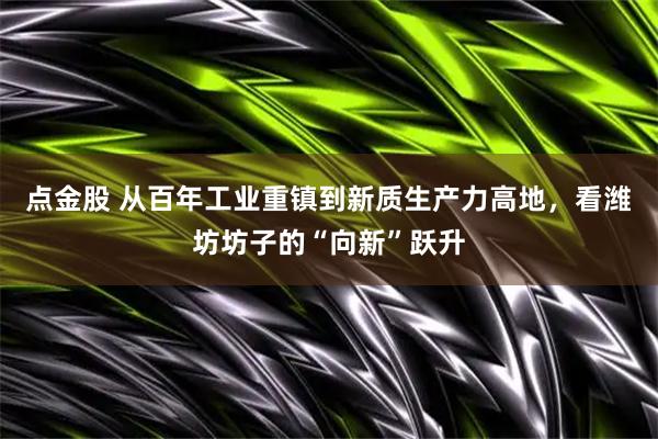 点金股 从百年工业重镇到新质生产力高地，看潍坊坊子的“向新”跃升